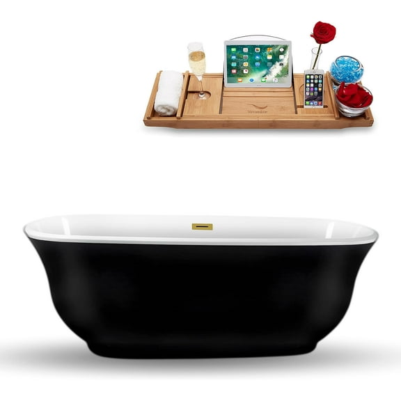 67" Streamline N663BGM Freestanding Tub and Tray With Internal Drain