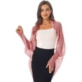 thumbnail image 2 of YONGHS Womens Sheer Chiffon Shrugs Boleros Cardigan Shawl Lightweight Sun Protection Cover Ups Dusty Pink One Size, 2 of 7