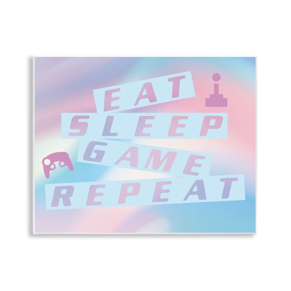 Stupell Industries Contemporary Pastel Eat Sleep Game Wall Plaque Art, 14 x 11, by Yass Naffas Designs