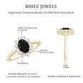 thumbnail image 5 of Rosec Jewels Natural Black Onyx Oval Engagement Ring with Halo (1 Carat, AAA Grade) - Black Onyx Diamond Ring - with Jewelry Box, 14K Yellow Gold, US 8.00, 5 of 6
