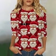 thumbnail image 2 of JSheng 3/4 Sleeve Tops for Women Christmas Women's Loose Fashionable Printed Round Neck Pullover T-shirt Top Multicolor S, 2 of 4