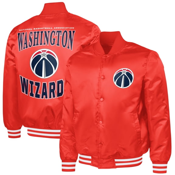 Men's G-III Sports by Carl Banks Red Washington Wizards Adaptive Bold Logo Satin Varsity Jacket