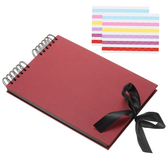 Uxcell Scrapbook Photo Albums, 8x12 Inch 80 Pages with Sticker and Ribbon, Red, 1 Pcs