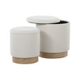 thumbnail image 6 of LumiSource Natural Wood, Cream Fabric Marla Nesting Ottoman Set, 6 of 8