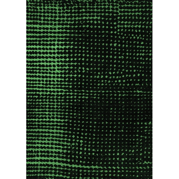 Ahgly Company Indoor Rectangle Abstract Emerald Green Modern Area Rugs, 2' x 4'