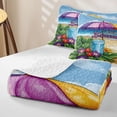 thumbnail image 4 of Manfei Pretty Flowers Bed Spread Queen,Sun Golden Sand Queen Coverlet Set,Yellow Blue,3-Piece, 4 of 7