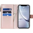 thumbnail image 6 of for iPhone XR Wallet Case, iPhone XR Phone Case for Women with Card Holder, iPhone XR Cases for Men, Crossbody PU Leather Case for Girls with Strap and Credit Card Holders,6.1" Rosegold, 6 of 18