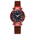 thumbnail image 1 of Montre-bracelet pour Femmes à Cadran Rond avec Chiffres Romains, Bracelet en Alliage de Quartz (Rouge), 1 of 5