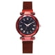 thumbnail image 1 of Reloj de pulsera de cuarzo con correa de malla y esfera redonda para mujer (rojo), 1 of 5