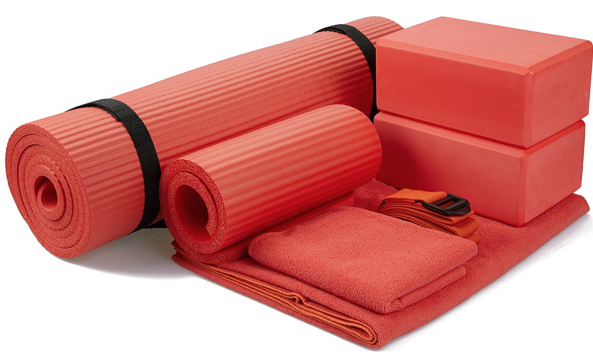 2 Everyday Essentials GoYoga 7-Piece Set Include Yoga Mat with Carrying Strap 