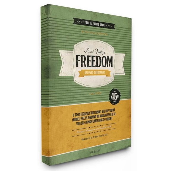 Stupell Industries Finest Quality Freedom Inspirational Vintage Comic Book Design Canvas Wall Art by Ester Kay