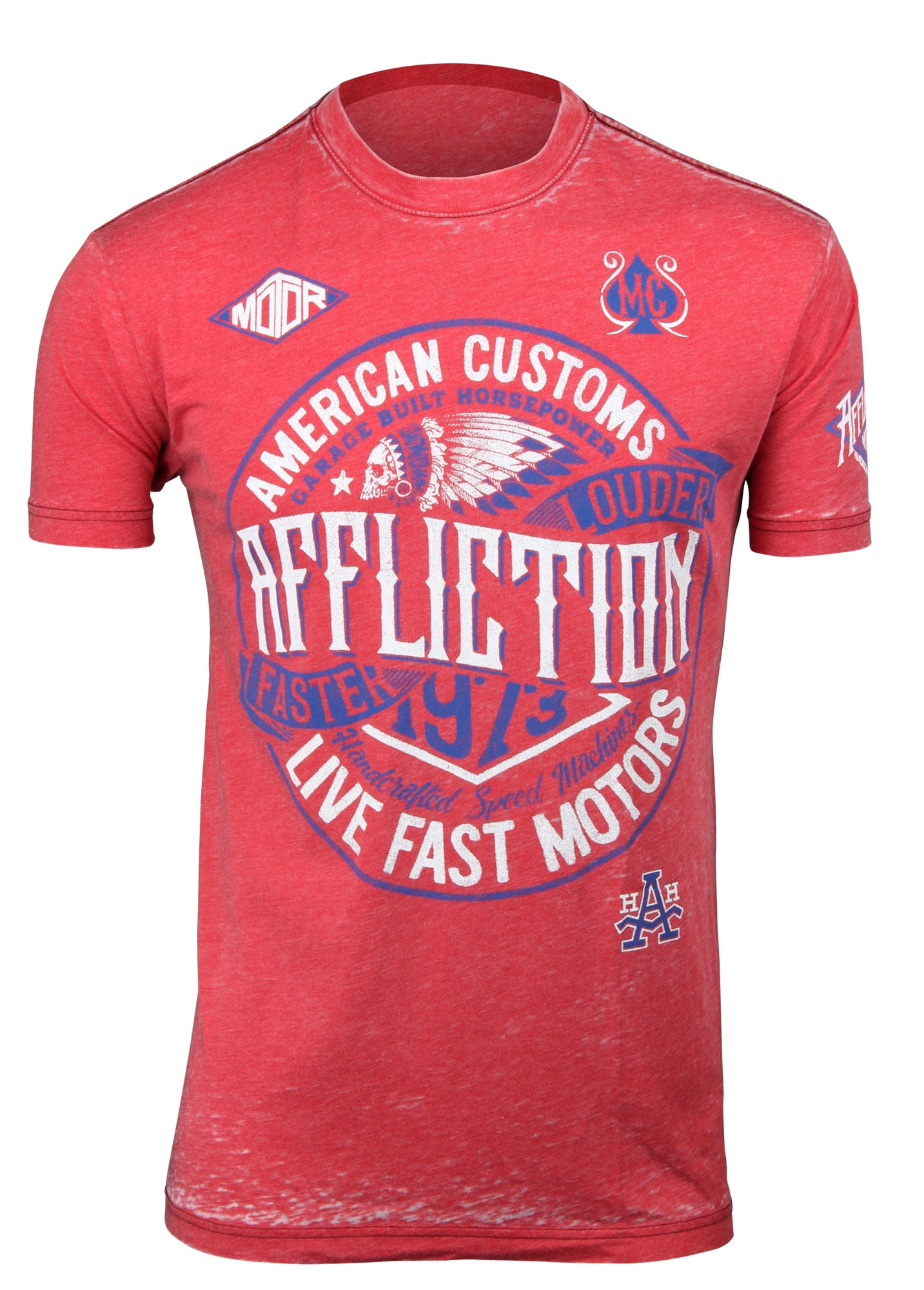 Affliction Mens AC Crude 50/50 T-Shirt - Flame Red - Walmart.com