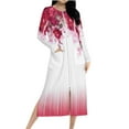 thumbnail image 3 of Aboser Women's Long Lounger Robe with Pockets Elegant Floral Printing Loungewear Soft Full Length House Coat Loose Fit Long Sleeve Pajama Dress, 3 of 9