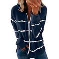 thumbnail image 1 of LoyisViDion Coat Womens Hoodie Striped Full Zip Long Sleeve Lightweight Sweatshirts Jacket Coat Navy 6(S), 1 of 3