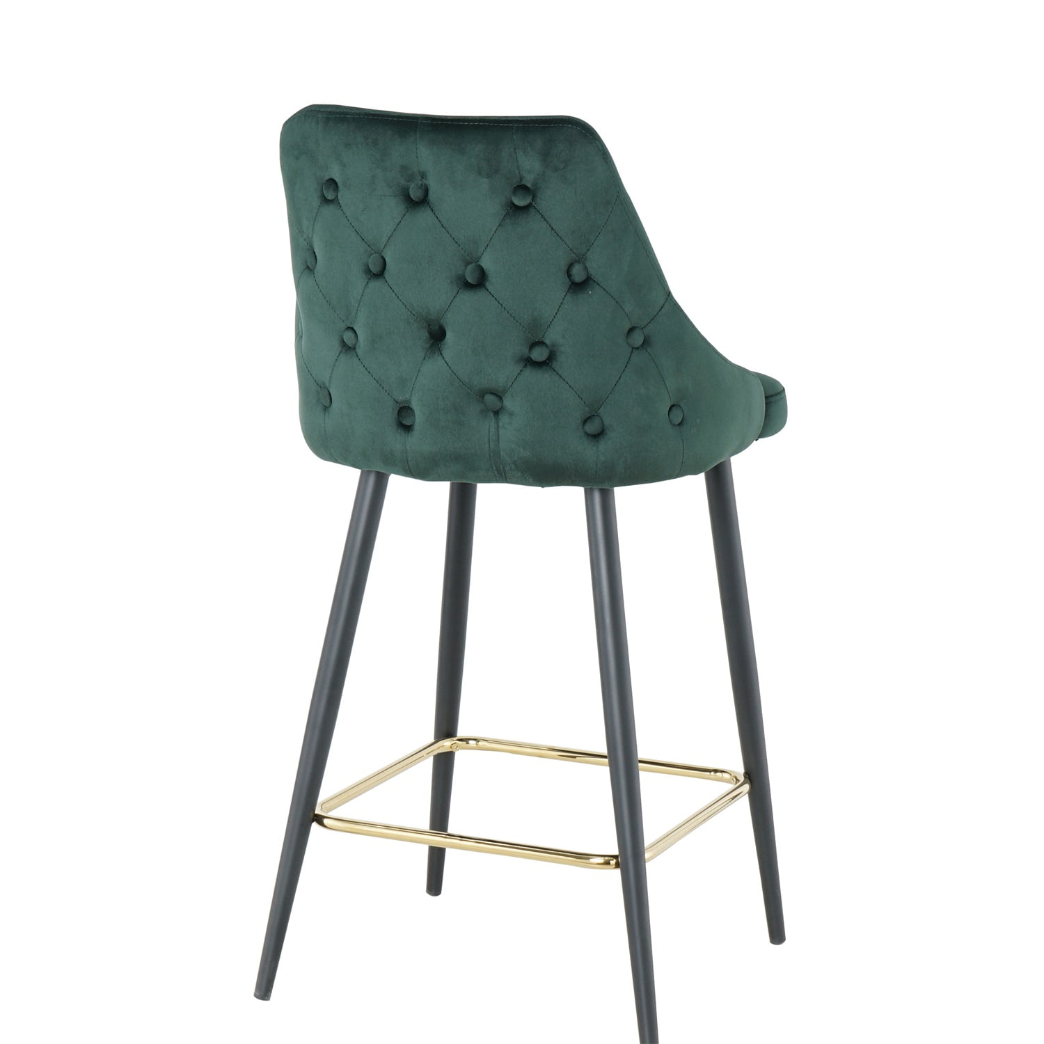 Kadyn Upholstered High Bar Stool Chair Set of 2, Modern Foam Bar Stools with Gold Legs, Bar Dining Chair for Dining Room, Green