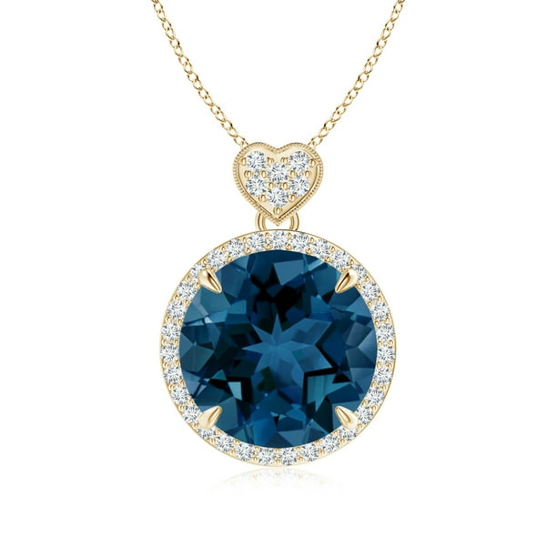 Angara 7.8 ct. London Blue Topaz Pendant Necklace12mm Round London
