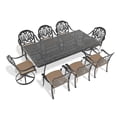 thumbnail image 2 of 9-Piece Cast Aluminum Outdoor Dining Set with 2 Swivel Chairs, 6 Armchairs & Weather-Resistant Rectangular Table - Black Patio Furniture for Backyard Entertaining, 2 of 9