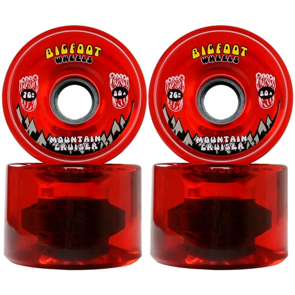 Bigfoot Longboard Wheels 76mm 80A SHR Mountain Cruisers Translucent Red