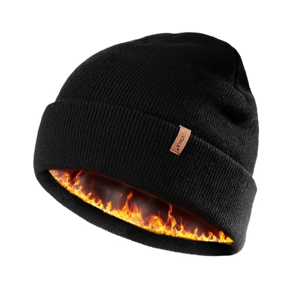 FURTALK Mens Beanie Fleece Lined Winter Hats Double Layered Stylish Knited Cuffed Plain Hat