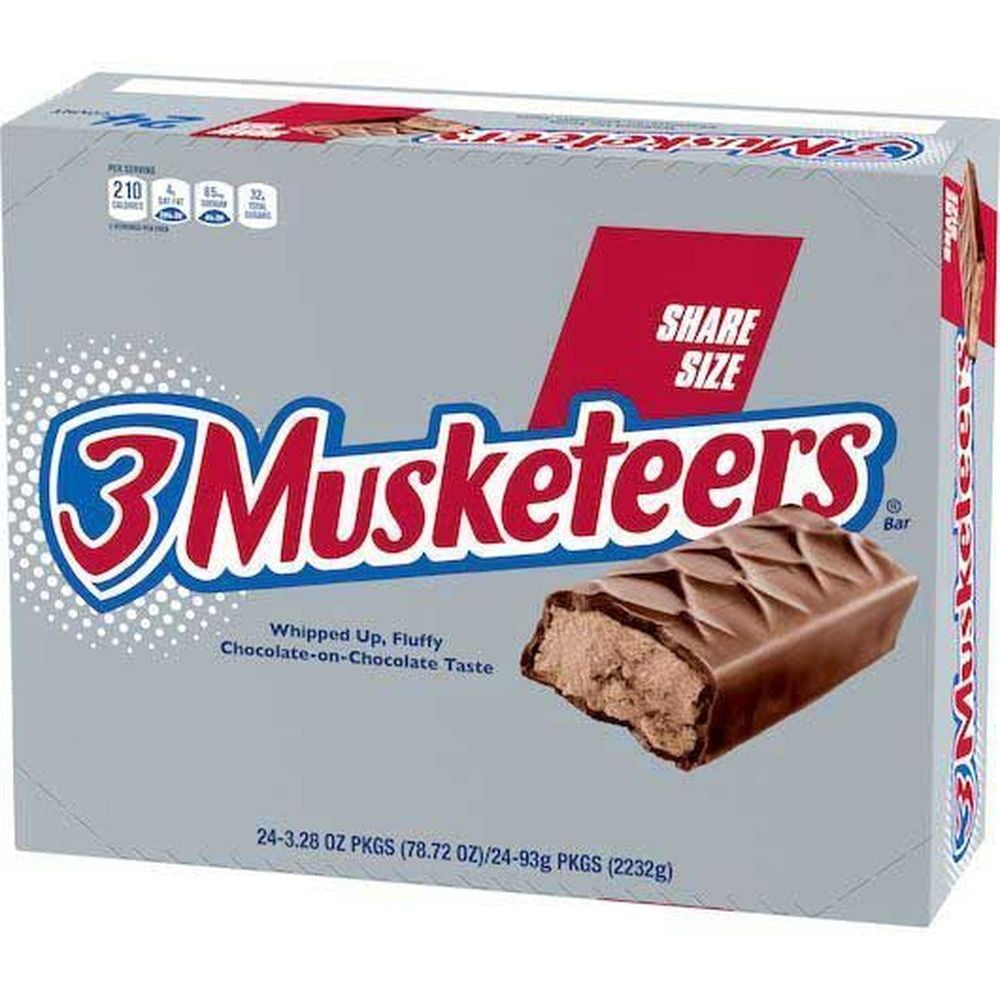 3 Musketeers Multi Piece King Size Chocolate Candy Bar -- 144 per Case.