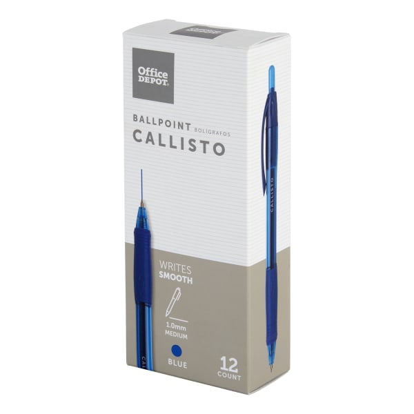10 Pack Black and Blue Retractable Ballpoint Pens With Soft Grips Office
