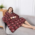 thumbnail image 5 of Oversized Wearable Blanket Hoodie,Red Christmas Plaid and Snowflake Pattern Sherpa Blanket Hoodie with Super Pockets,Super Warm Fuzzy Pullover for Women & Men, 5 of 6