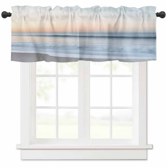 Summer Beach Valances for Windows Farmhouse Kitchen Curtains Valances Rod Pocket Valance Curtains for Kitchen Windows Coastal Nautical Seaside Ocean Window Valances for Bathroom Bedroom 42"x18"