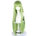 thumbnail image 3 of Grass green long straight wig, fiber synthetic wig, 3 of 5