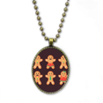 thumbnail image 1 of Gingerbread Cookie Men mas Necklace Vintage Chain Bead Pendant Jewelry Collection, 1 of 3