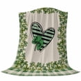 thumbnail image 6 of Lucky Shamrock Blanket Soft Cozy Warm Throw Blanket for Couch, Plush Fuzzy Flannel Fleece Blankets for Sofa, St. Patrick's Day Love Leaves Plaid Beige Bed Blankets Lightweight Gifts for Men, 30"x40", 6 of 9