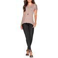 thumbnail image 4 of Nlife Women Sequin Patchwork Short Sleeve Crew Neck Asymmetric Hem Top, 4 of 6