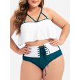 thumbnail image 1 of Volante de tiras con cordones más el tamaño de traje de baño bikini Rosegal Abrigos de talla grande, 1 of 5