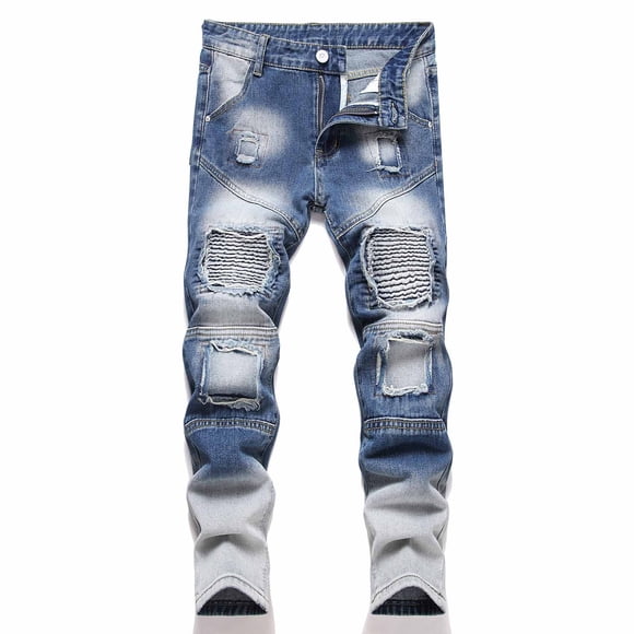 QUOTAY Ripped Distressed Fashion Long Jeans Boys Pants for Boys 3-16 Years Comfortable Denim Trousers Blue_007,14