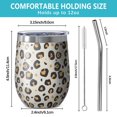 thumbnail image 5 of Leopard Print 12oz Stainless Steel Insulated Wine Tumbler with Lid and Straw – Double Wall Vacuum Mug for Hot & Cold Drinks, 304 Steel Interior, Sweat-Free Design, 5 of 5