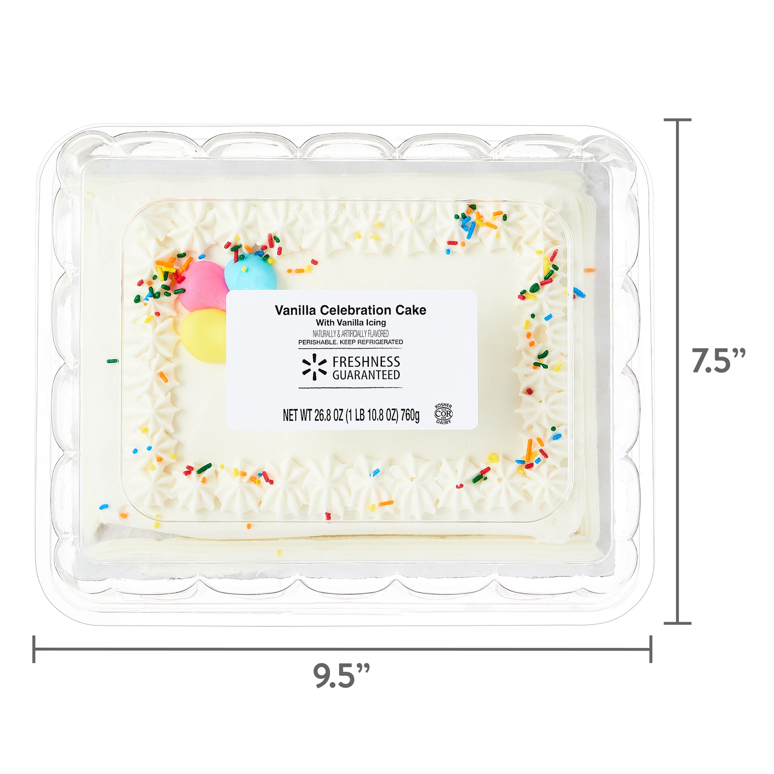 Freshness Guaranteed Celebration Vanilla Cake, Vanilla Icing, 26.8 oz, Refrigerated