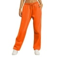 thumbnail image 3 of Tthxqing Womens Wide Leg Sweatpants Causal Elastic Waist Drawstrings Jogger Ladies Workout Running Athletic Pants with Pockets Orange XL, 3 of 6
