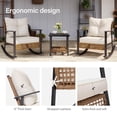 thumbnail image 5 of KAMEROUT 3-Piece Patio Conversation Set, PE Wicker Rocking Chairs with Cushions & 2-Tier Coffee Table, Outdoor Furniture for Backyard/Patio, Beige, 5 of 8
