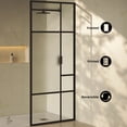 thumbnail image 3 of Leiden 34 x 78 Framed Fixed 3/8 in. (10mm) Frosted Tempered Glass Shower Door with Matte Black Frame, 3 of 6