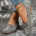 thumbnail image 2 of Moccasins Women Slip on Penny Loafers Orthopedic Flat Shoes Bowtie Round Toe Hollow out Casual Walking Shoes Grey Size 9, 2 of 9