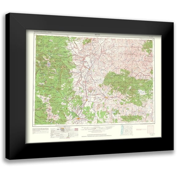 USGS 14x12 Black Modern Framed Museum Art Print Titled - Bend Oregon Quad - USGS 1964