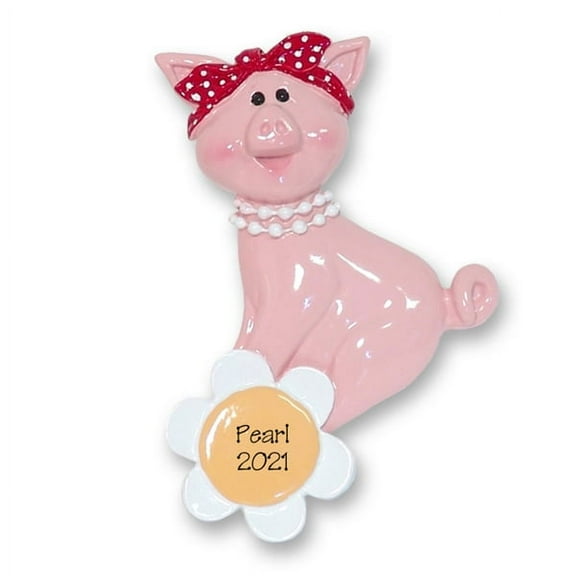 This Little PIGGY Pearl the Pig Personalized Christmas Ornament