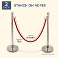thumbnail image 3 of Set of 2 Red Velvet Stanchion Rope - 5 ft Control Barriers with Polished Silver Hooks, 3 of 10