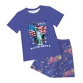 thumbnail image 6 of Karoyedx Girls Clothes Toddler Girls 4th of July Outfit 250th American Flag Short Sleeve T-Shirt & Shorts 2PCS Set Patriotic Summer Clothes Blue Size,2-3 Years, 6 of 7
