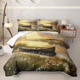 thumbnail image 2 of Feelyou Wildflower Boat Twin Quilt Set for Men Women, Forest Lake Country Outdoor Nature Twin Coverlet Set, Gold Yellow, 2pcs, 2 of 7