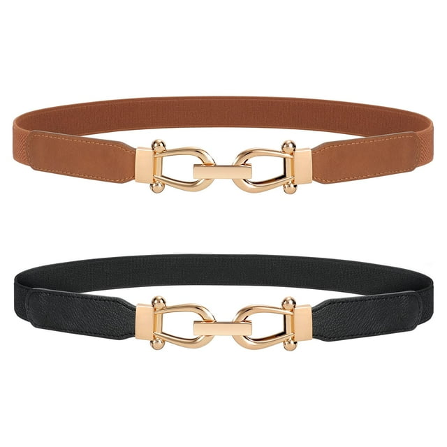 Cinturón JASGOOD Retro Elastic Skinny para mujer, paquete de 2