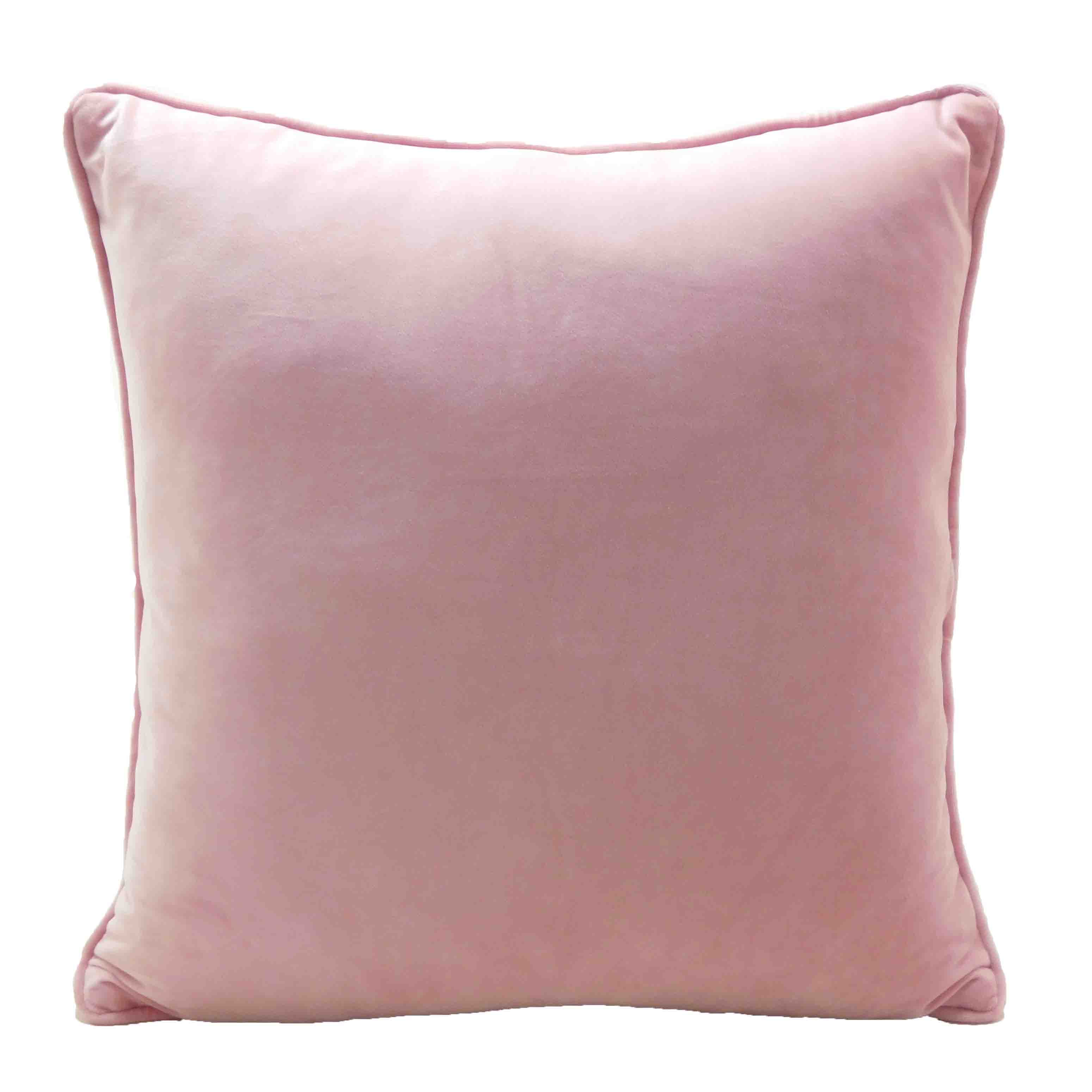 Better Homes & Gardens Quilted Velvet Decorative Square Throw Pillows, 19" x 19", Pack of 2, Petal Pink