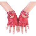 thumbnail image 4 of Guantes punk de cuero PU para mujer, manoplas con remaches, cinturón para arriba o a presión, medio dedo, 4 of 4