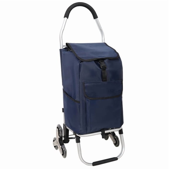 Tri 6 Wheels Shopping Trolley Folding Stair Climbing Grocery Cart with 40L Bag