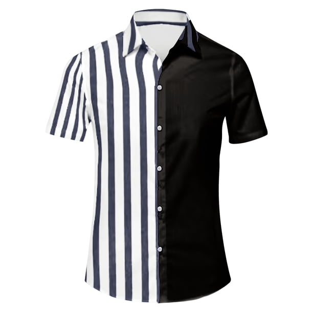 pstuiky camisetas de hombre, Camisa casual de color liso para hombre con botones y cuello vuelto, manga corta camisetas de hombre xxl