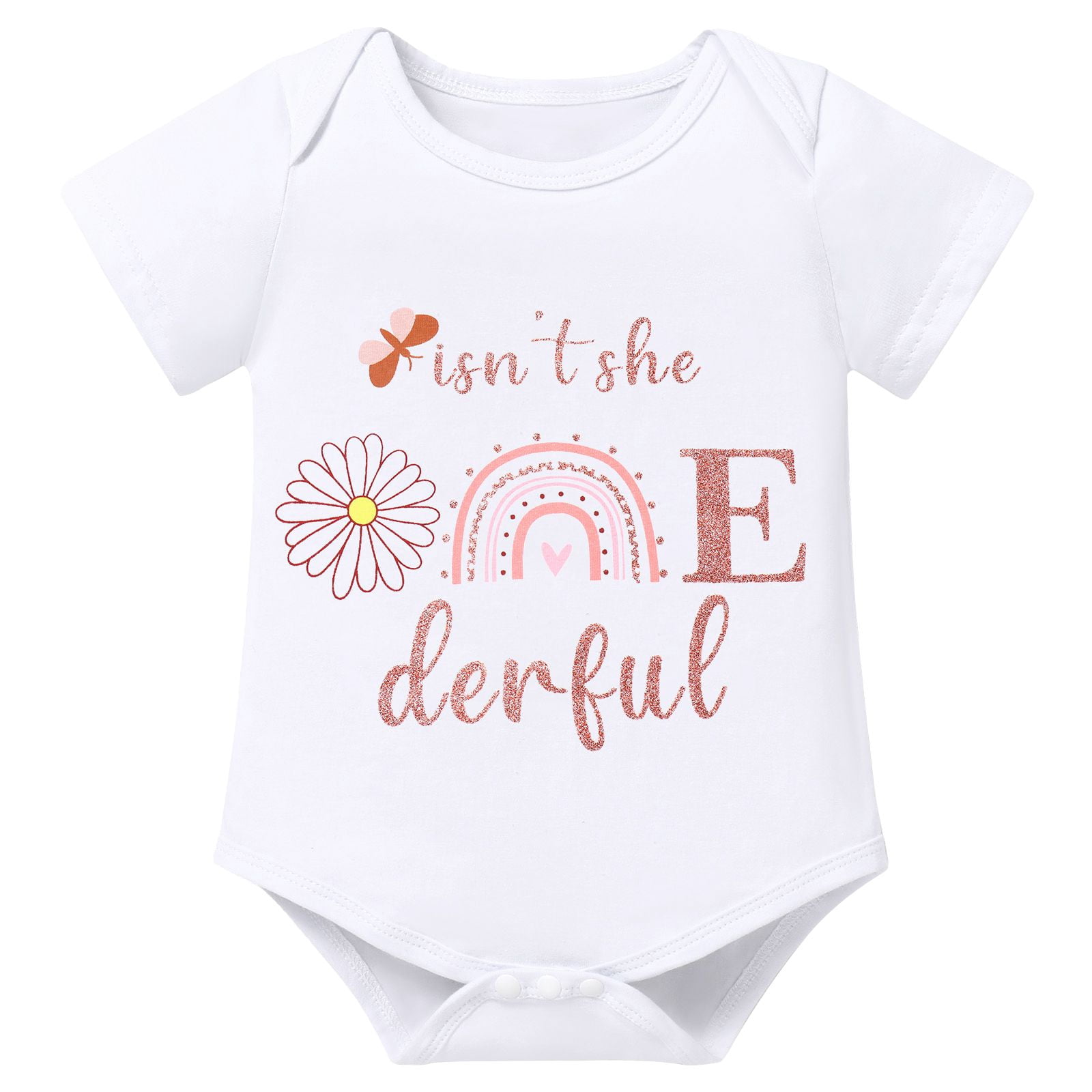 IBTOM CASTLE Infant Baby Girls 1st Birthday Outfits Short Sleeve Romper + Tutu Skirt + Headband 3PCS Set for Cake Smash Photoshoot 1 Year Dusty Pink & Daisy